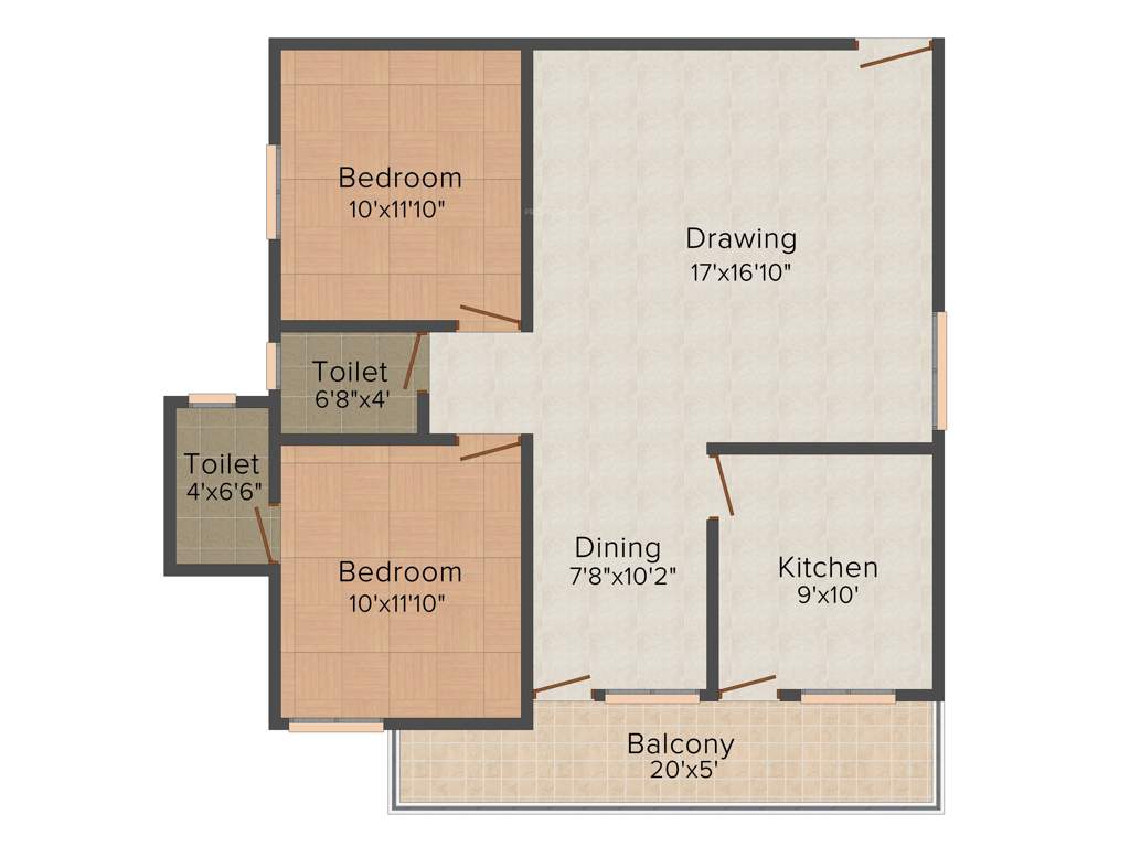 Shriram Colonizers and Developers Mahaveer Apartment 2BHK+2T (1,000 sq ft)