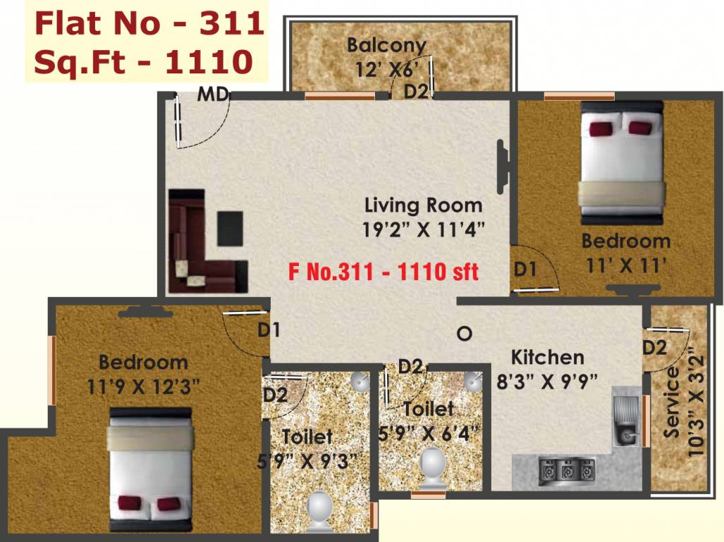 AHFL Majestic Enclave (2BHK+2T (1,110 sq ft) 1110 sq ft) AHFL Majestic Enclave (2BHK+2T (1,110 sq ft) 1110 sq ft)