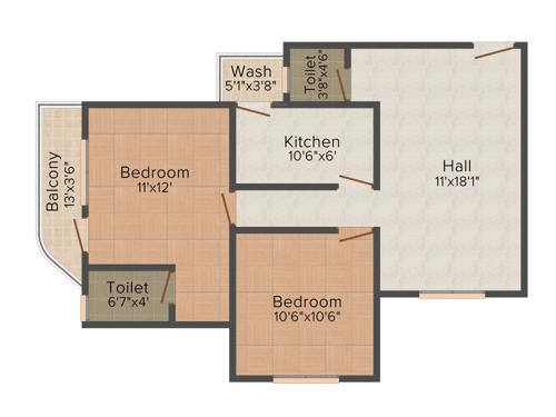Shriram Colonizers and Developers Chandra Heights 2BHK+2T (1,000 sq ft)