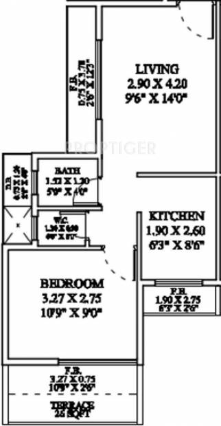 RS Residency (1BHK+1T (630 sq ft) 630 sq ft)