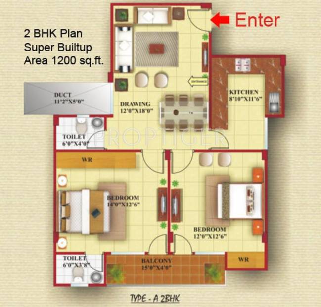Shriram Ruj Apartments (2BHK+2T (1,200 sq ft) 1200 sq ft)
