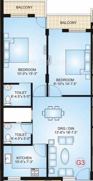 Virat Build Home Pvt Ltd Virat Residency A Floor Plan (2BHK+2T)