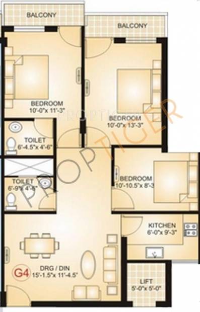 Virat Build Home Pvt Ltd Virat Residency A Floor Plan (3BHK+2T)
