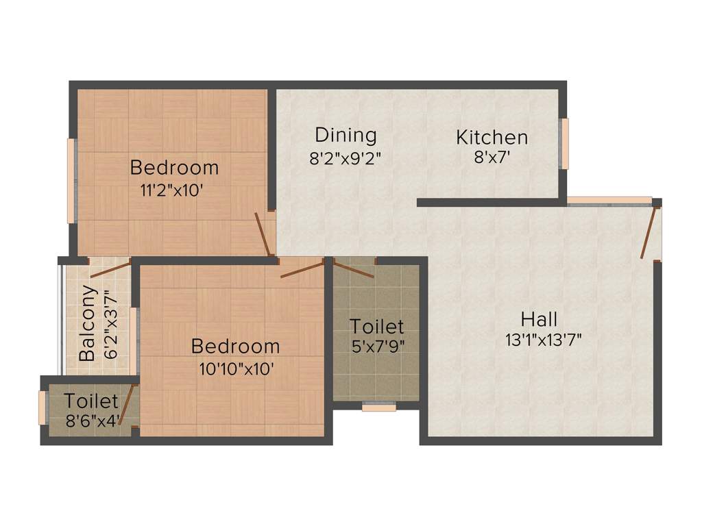 Shriram Colonizers and Developers Ganga Heights 2 2BHK+2T (900 sq ft)