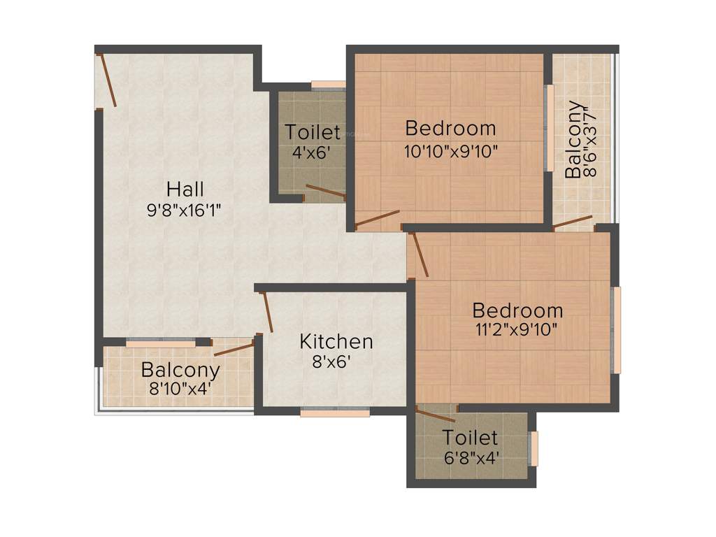 Shriram Colonizers and Developers Ganga Heights 2 2BHK+2T (950 sq ft)