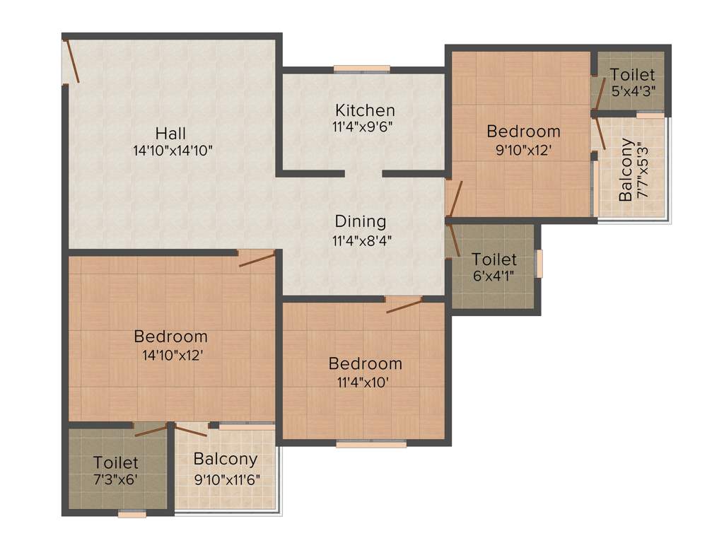 Shriram Colonizers and Developers Ganga Heights 2 3BHK+3T (1,250 sq ft)