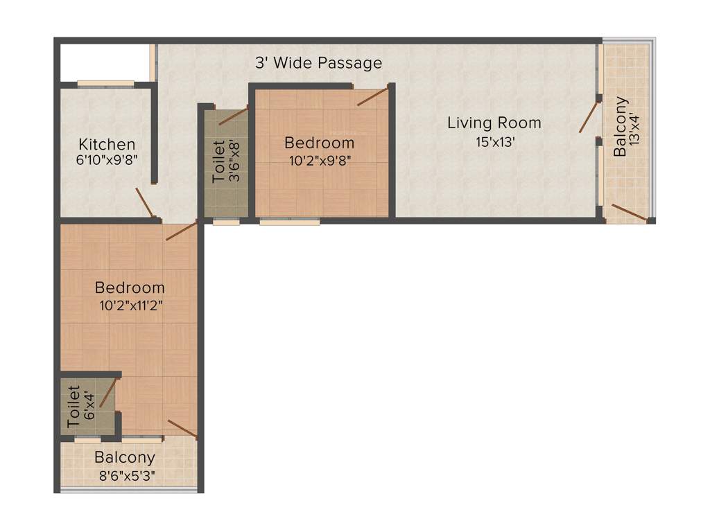 Shriram Colonizers and Developers Vithika 2BHK+1T (950 sq ft)