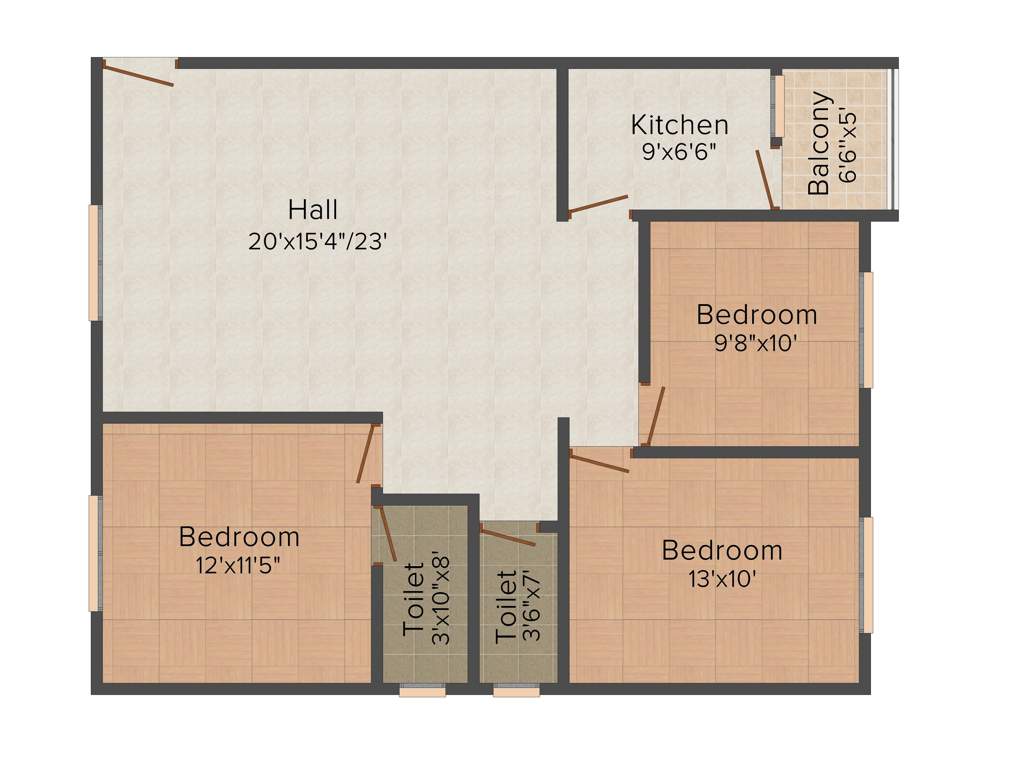 Shriram Colonizers and Developers Vithika 3BHK+2T (1,350 sq ft)