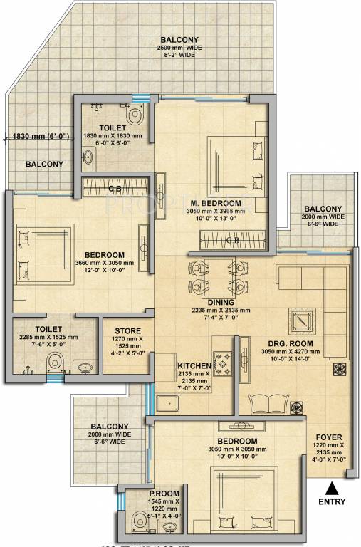 Gaursons 16th Park View (3BHK+2T (1,475 sq ft) 1475 sq ft)