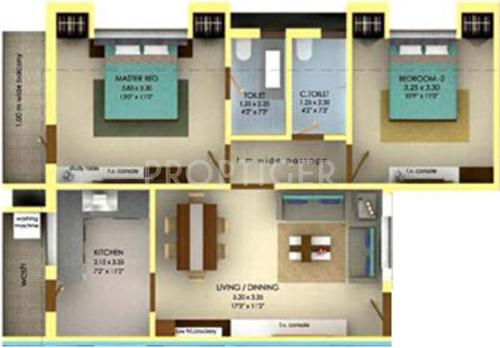 Maharshee Akhil Apartments 1 (2BHK+2T (1,050 sq ft) 1050 sq ft)