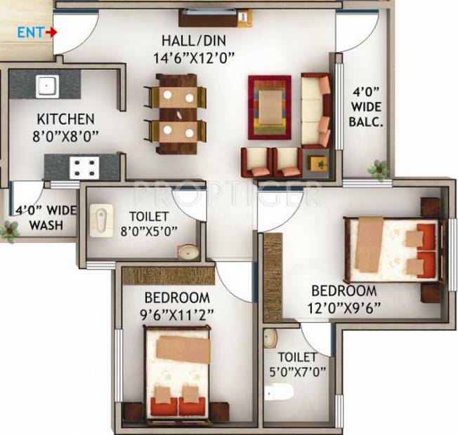 Sandesh City Apartment 1 (2BHK+2T (980 sq ft) 980 sq ft)