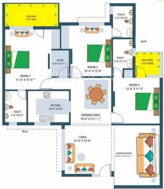 Sliver Themes (3BHK+3T (1,824 sq ft) 1824 sq ft)