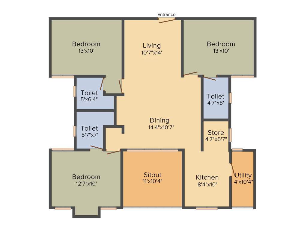 Invicon Silver Springs (3BHK+3T (1,510 sq ft) 1510 sq ft)