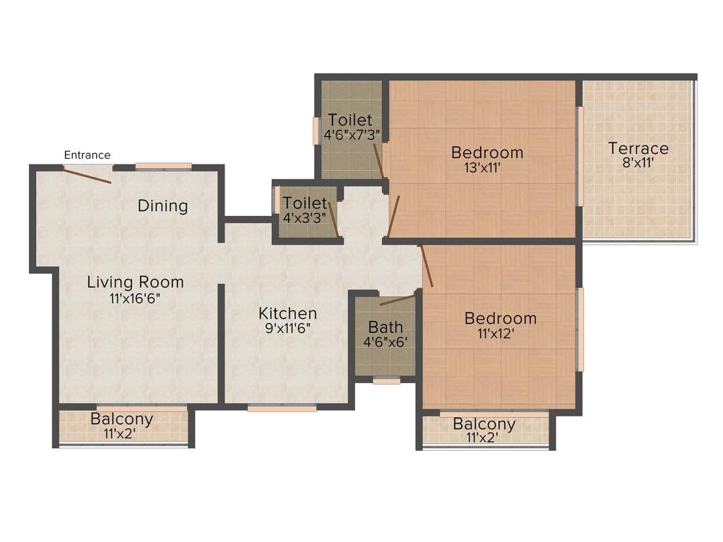 Kanaklaxmi Wind Space (2BHK+1T (1,022 sq ft) 1022 sq ft)