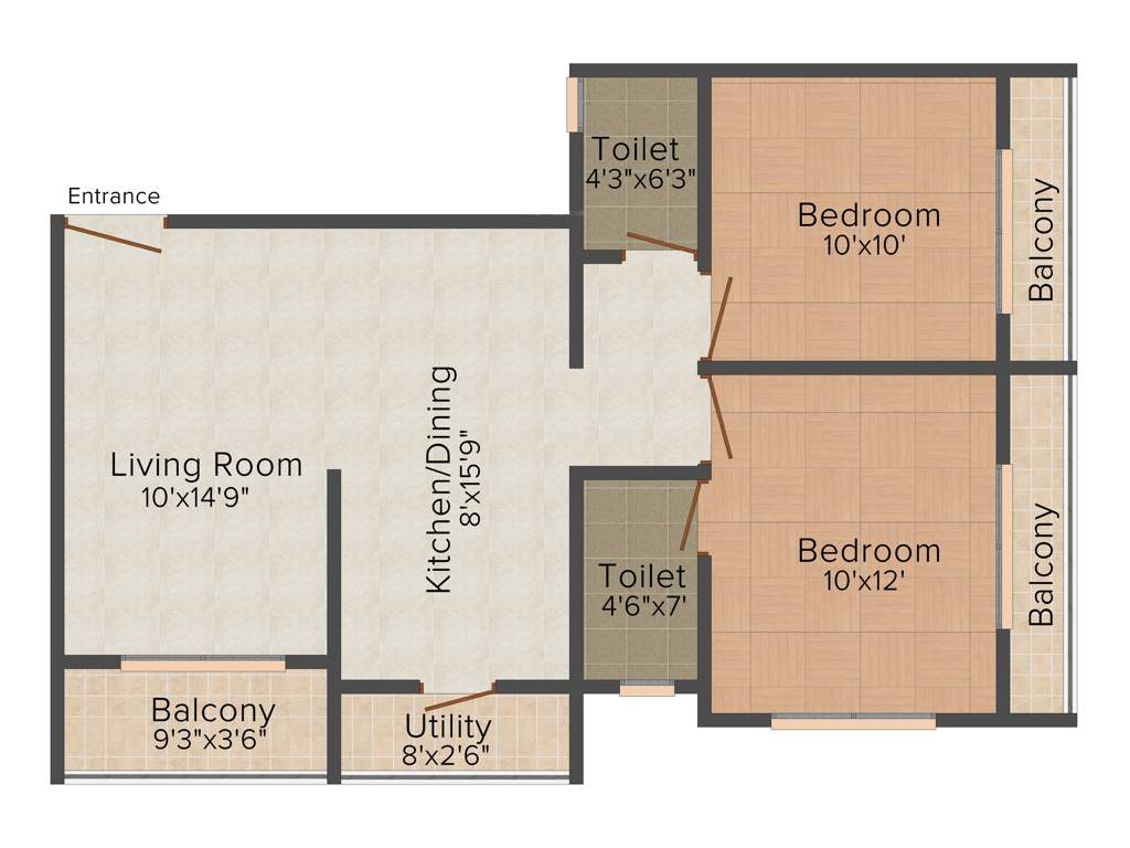 Kanaklaxmi Parijat Apartment (2BHK+2T (953 sq ft) 953 sq ft)