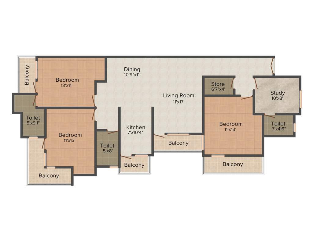 Ratan Galaxy (3BHK+3T (1,906 sq ft) + Study Room 1906 sq ft)