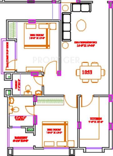  MD Dream House (2BHK+2T (1,053 sq ft) 1053 sq ft)