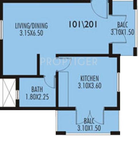 Asian Asian Zalore Residency I (1BHK+1T (650 sq ft) 650 sq ft)