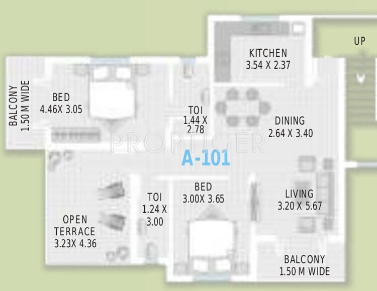 Saldanha Orchid (2BHK+2T (1,237 sq ft) 1237 sq ft)