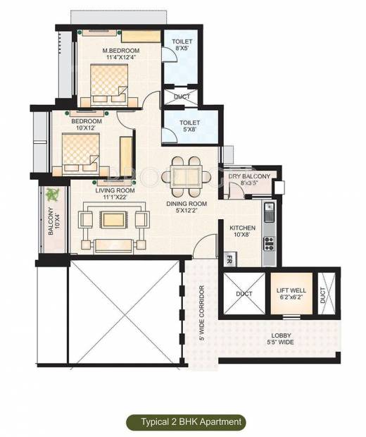 Fire Amity Apartments (2BHK+2T (1,121 sq ft) 1121 sq ft)