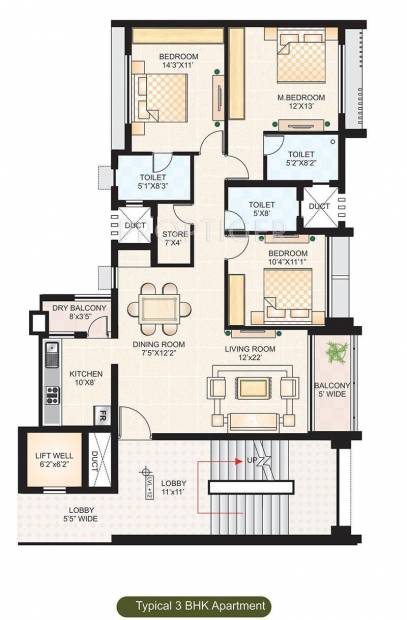 Fire Amity Apartments (3BHK+3T (1,628 sq ft) 1628 sq ft)