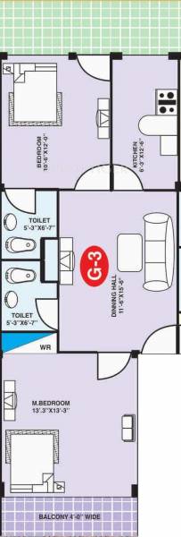  MD Residency (2BHK+2T (1,073 sq ft) 1073 sq ft)