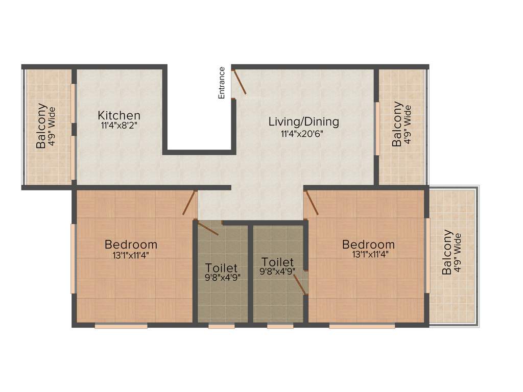 Raj Sairaj Residency (2BHK+2T (1,145 sq ft) 1145 sq ft)