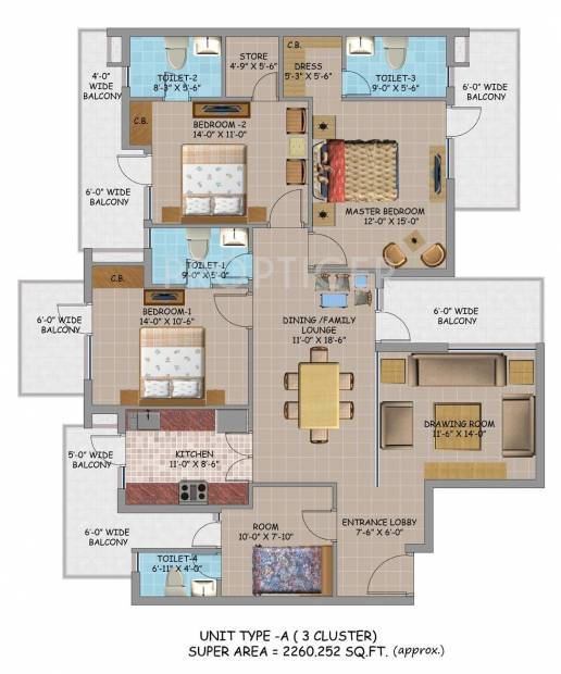 Hanumant Bollywood Heights 2 (3BHK+4T (2,260 sq ft) 2260 sq ft)