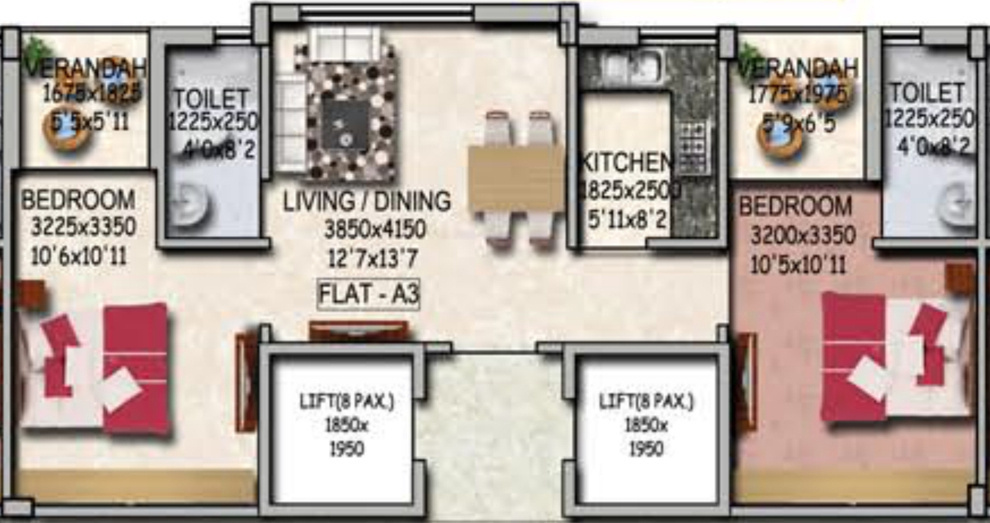 Sugam Serenity (2BHK+2T (962 sq ft) 962 sq ft) Sugam Serenity (2BHK+2T (962 sq ft) 962 sq ft)