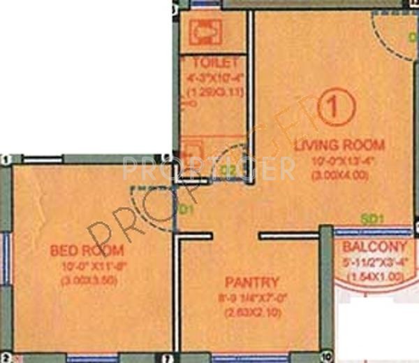 Raj Housing Raj Madhurangan Floor Plan (1BHK+1T)