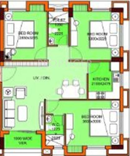 21st Century Shyam Kunj (3BHK+2T (1,064 sq ft) 1064 sq ft)