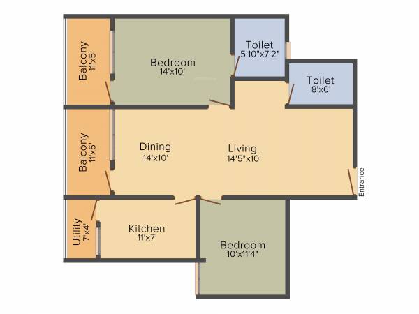 One View MSC Empress (2BHK+2T (1,025 sq ft) 1025 sq ft)