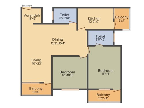 One View MSC Empress (2BHK+2T (1,125 sq ft) 1125 sq ft)