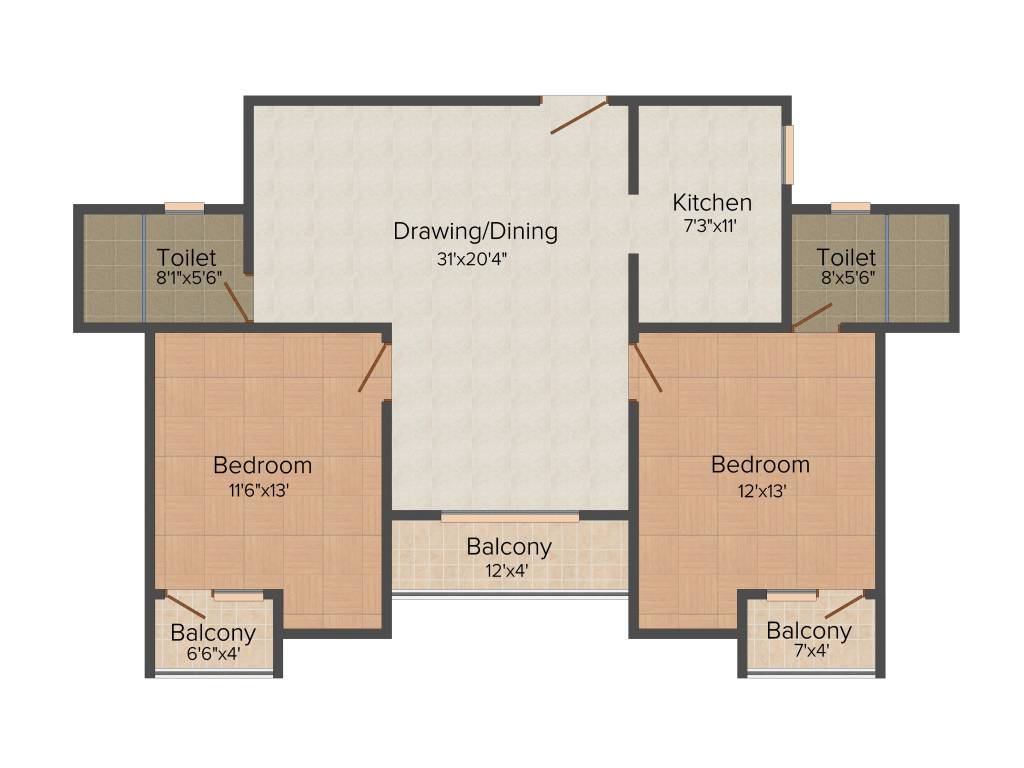 Mahima Elite (2BHK+2T (1,233 sq ft) 1233 sq ft)