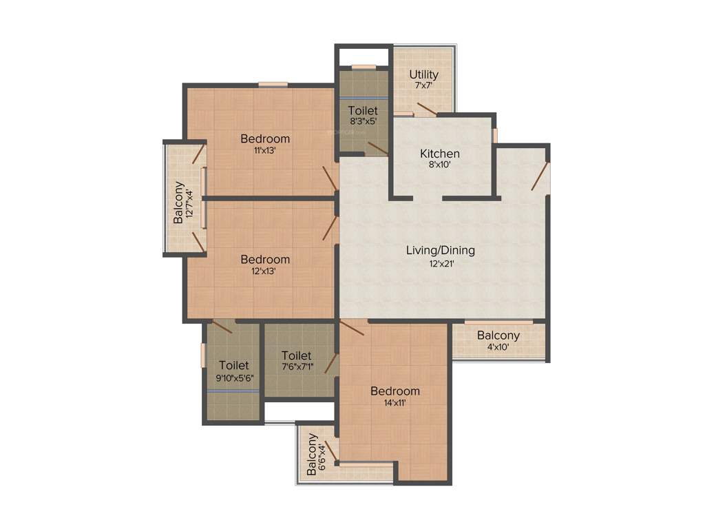 Mahima Elite (3BHK+3T (1,634 sq ft) 1634 sq ft)