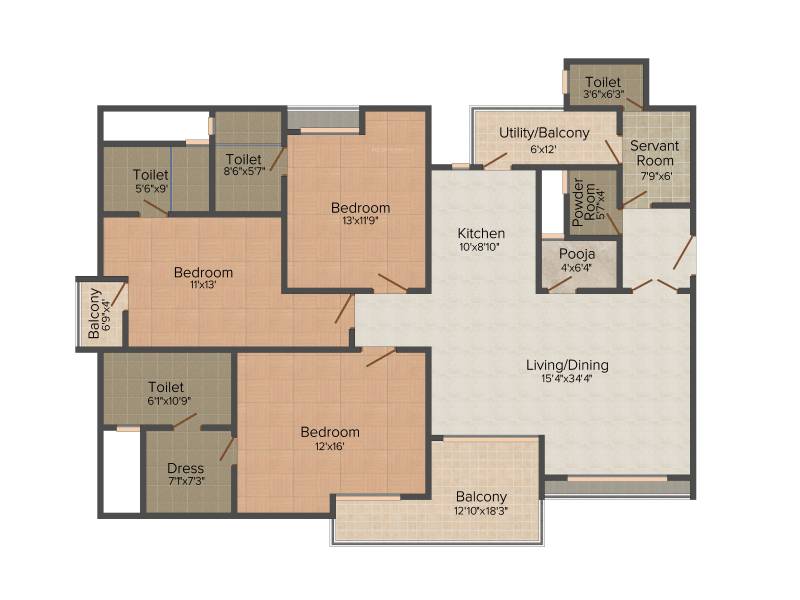 Mahima Elite (3BHK+4T (2,177 sq ft) + Servant Room 2177 sq ft)
