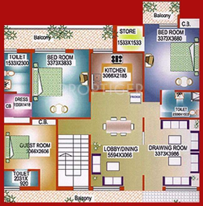 Fortune Regalia Towers (4BHK+4T (3,137 sq ft) 3137 sq ft)