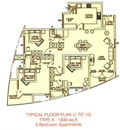 Kent Hail Garden (3BHK+3T (1,830 sq ft) 1830 sq ft)