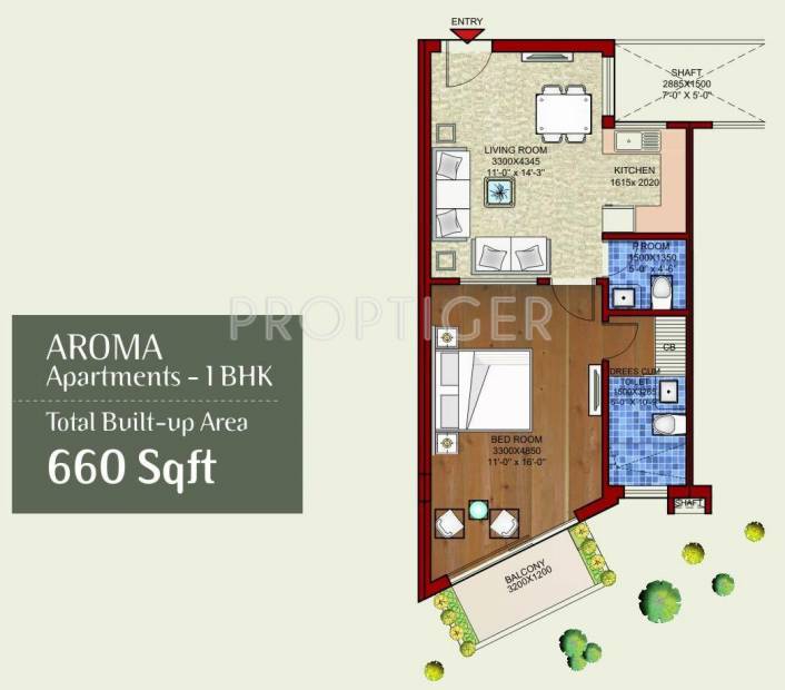 Sandwoods Euphoria (1BHK+1T (660 sq ft) 660 sq ft)