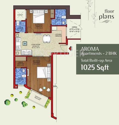 Sandwoods Euphoria (2BHK+2T (1,025 sq ft) 1025 sq ft) Sandwoods Euphoria (2BHK+2T (1,025 sq ft) 1025 sq ft)
