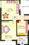Floor Plan (1BHK+1T) Saldanha Developers Kyle Gardens Floor Plan (1BHK+1T)