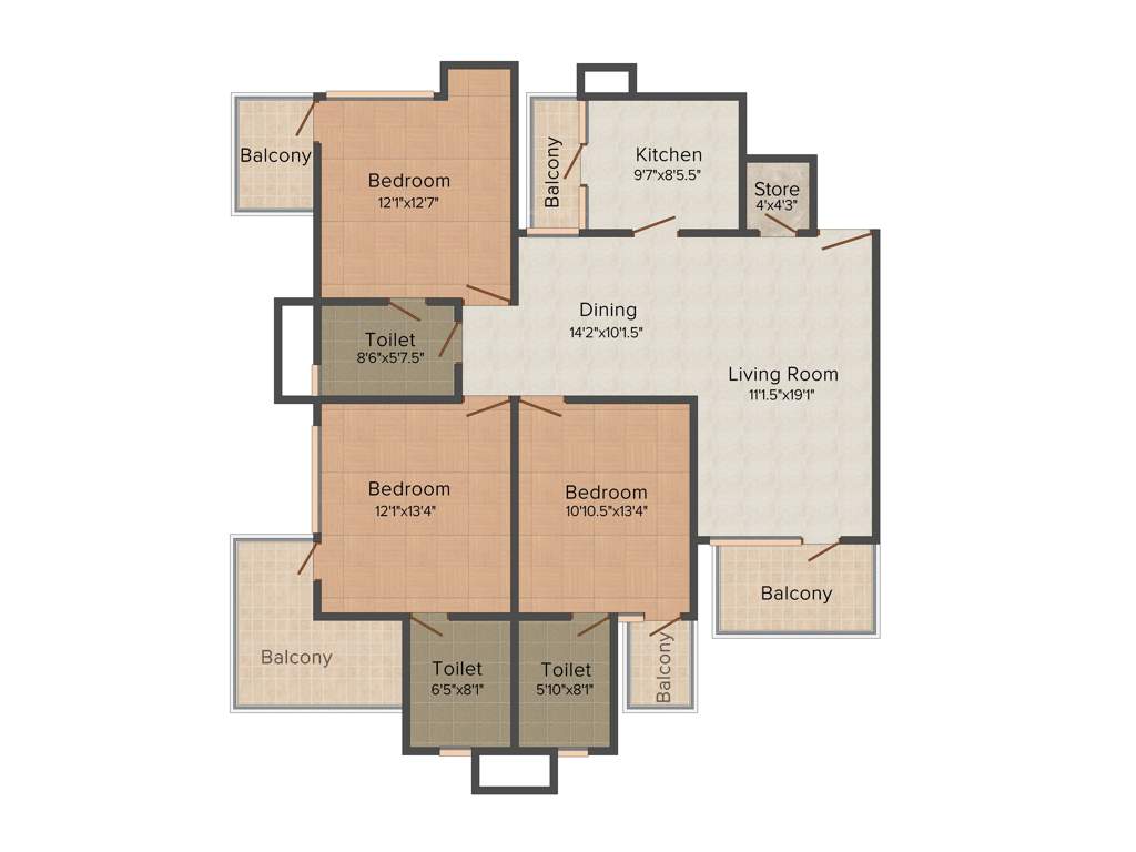 Oxirich Oxirich Avenue (3BHK+3T (1,756 sq ft) 1756 sq ft)