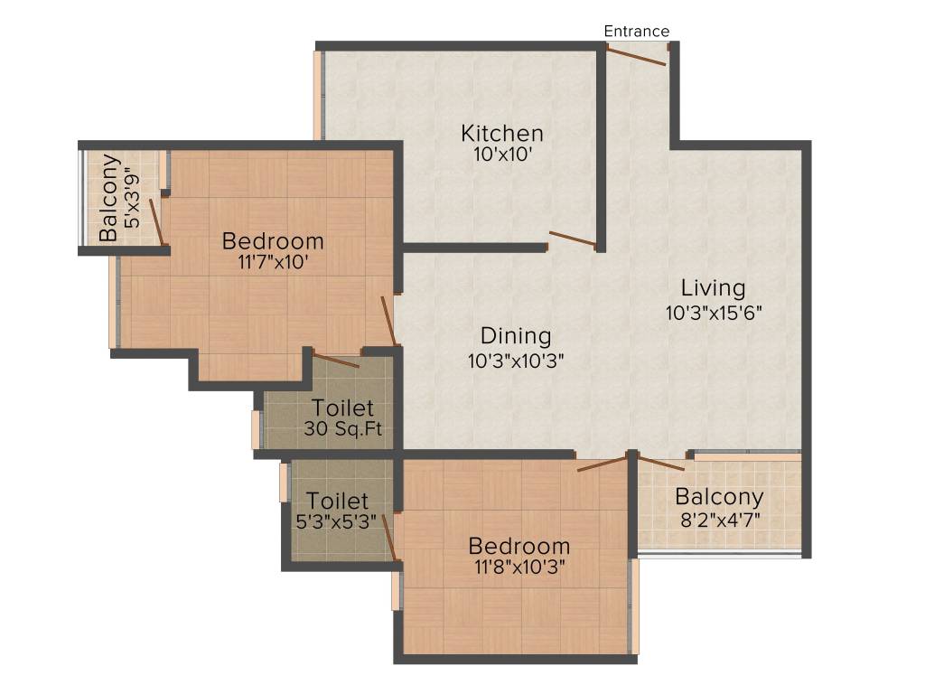 Kent Mahal (2BHK+2T (1,055 sq ft) 1055 sq ft)