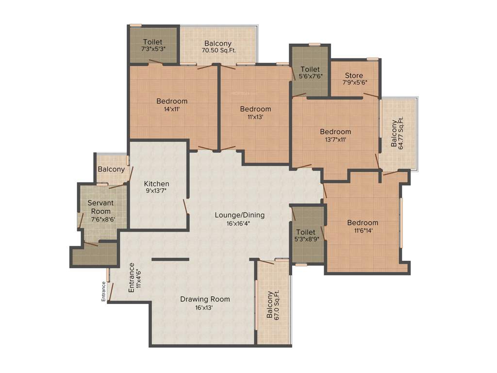 Pearls Nirmal Chhaya Towers (4BHK+3T (2,358 sq ft)   Servant Room 2358 sq ft)