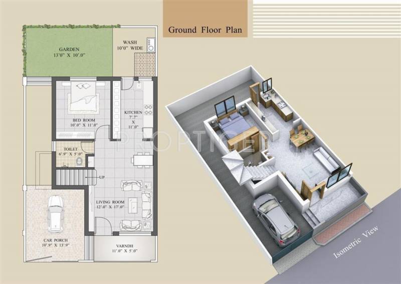 Hari Om Developers Radhe Krishna Park Floor Plan (3BHK+3T + Pooja Room)