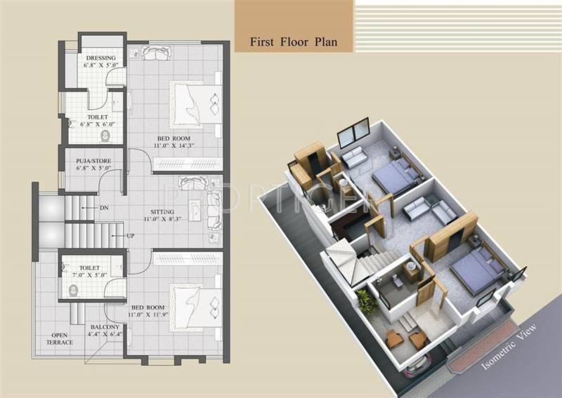 Hari Om Developers Radhe Krishna Park Floor Plan (3BHK+3T + Pooja Room)