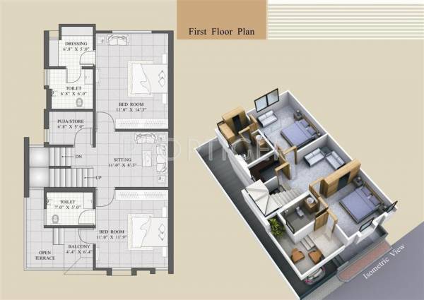 Floor Plan (3BHK+3T + Pooja Room) Hari Om Developers Radhe Krishna Park Floor Plan (3BHK+3T + Pooja Room)