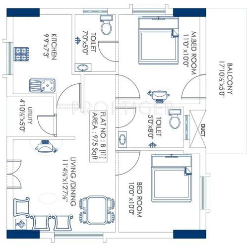 Apurupa Apurupas Sri Nivas Heights (2BHK+2T (975 sq ft) 975 sq ft)