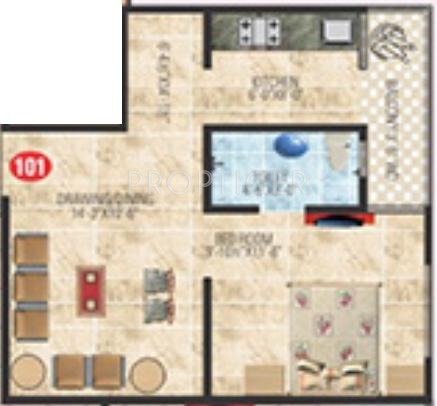 IPG V3 Premium Residential Flats (1BHK+1T (599 sq ft) 599 sq ft)