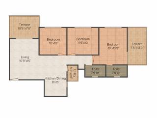 Maruti Central Park Residences (3BHK+2T (1,266 sq ft) 1266 sq ft)